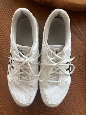 Asics White & Black Low-Top Athletic Squash Sneakers-Men’s-Size 10.5